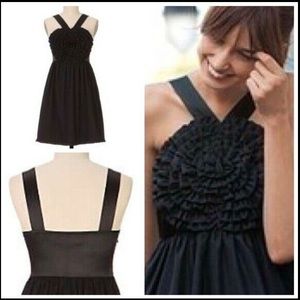 Anthropologie Burlap Black Swirled Rosette Dress